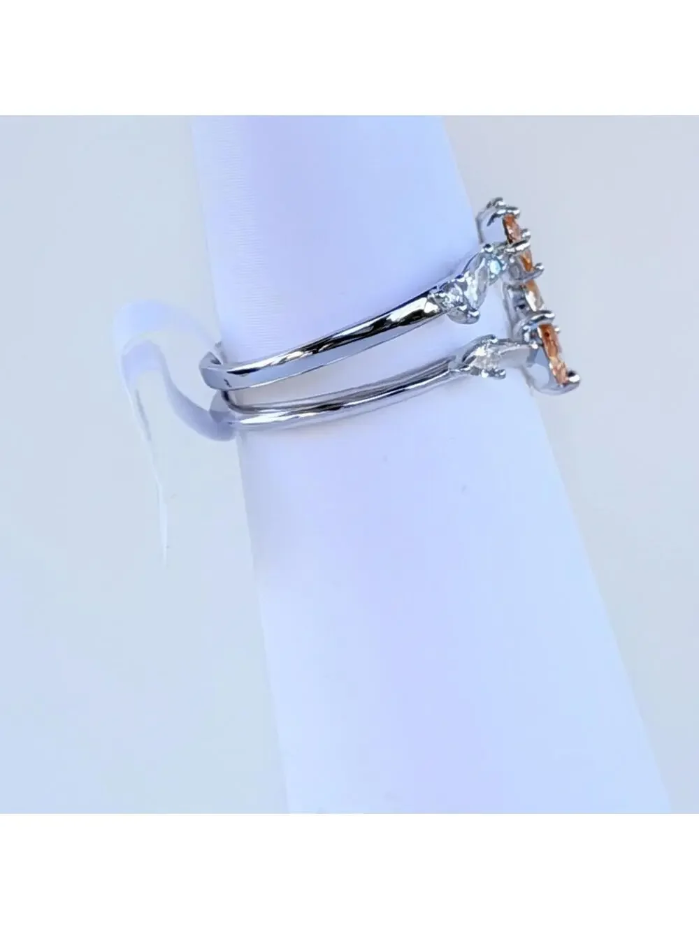 Bomb Party 2pc Ring Sz 8 “Delightful Grace” Smokey Topaz on Rhodium
